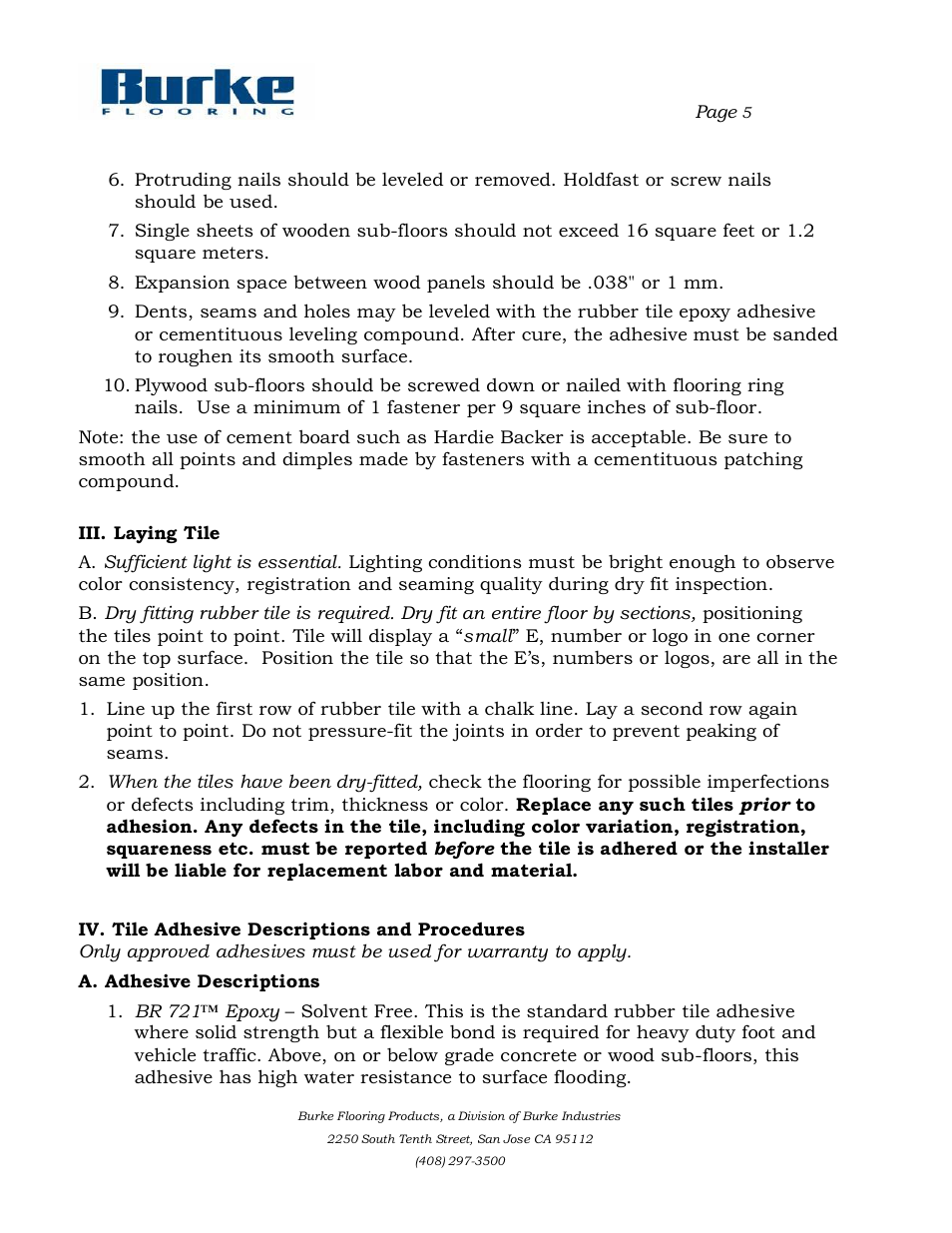 Burke Flooring Rubber Tile and Stair Tread Installation User Manual | Page 5 / 10