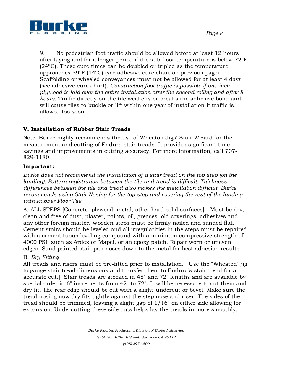 Burke Flooring Rubber Tile and Stair Tread Installation User Manual | Page 8 / 10
