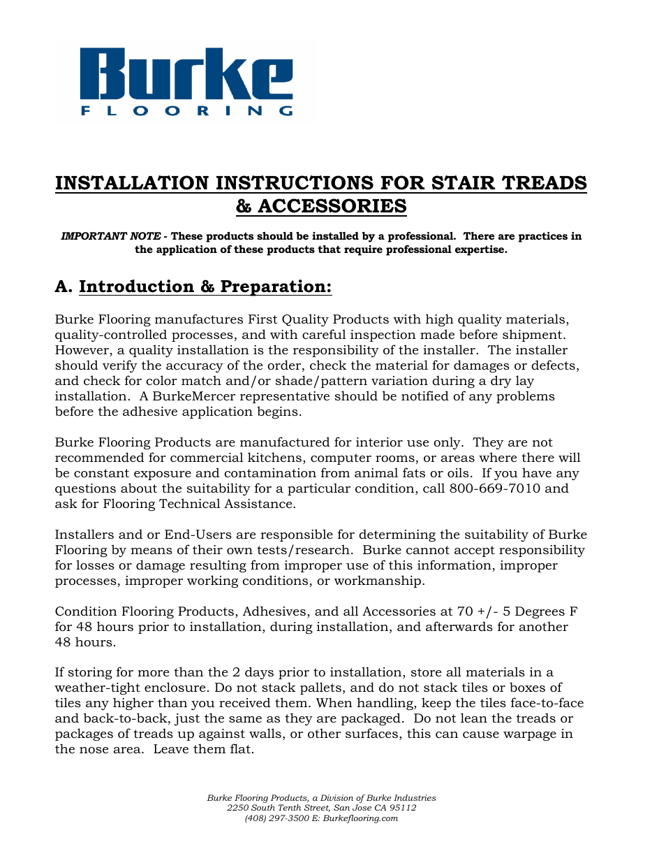 Burke Flooring Stair Tread Installation User Manual | 8 pages