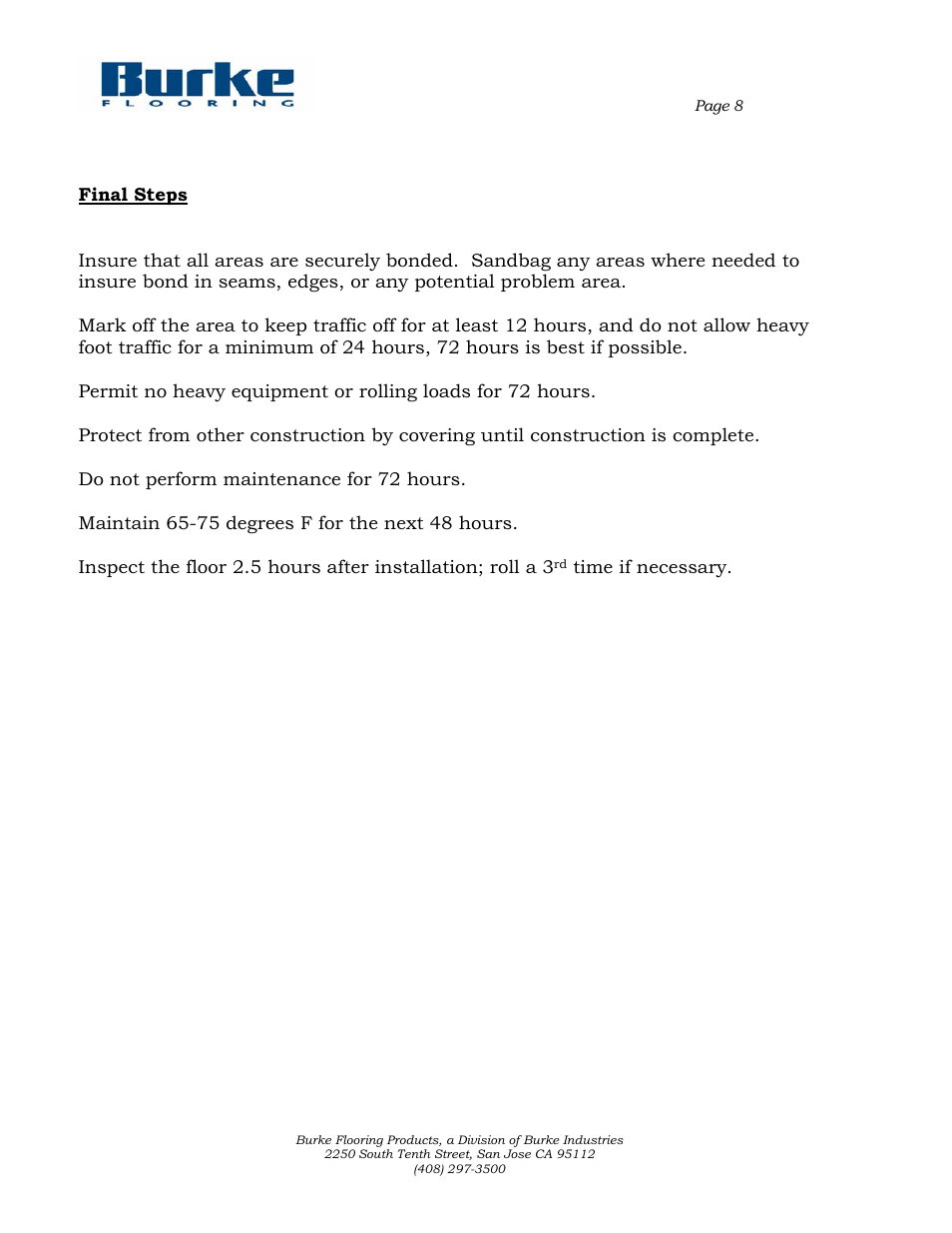 Burke Flooring Stair Tread Installation User Manual | Page 8 / 8