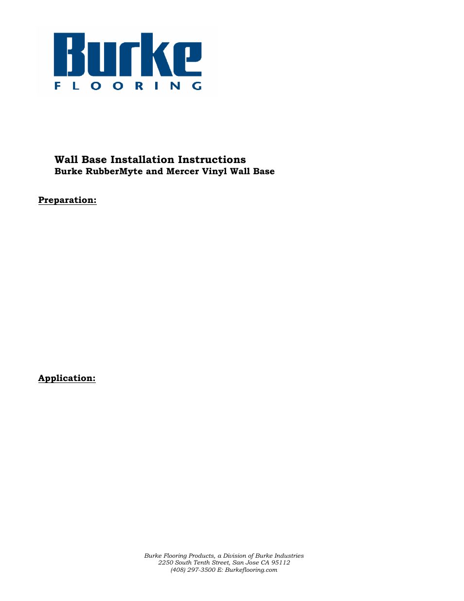Burke Flooring Wall Base Installation User Manual | 2 pages