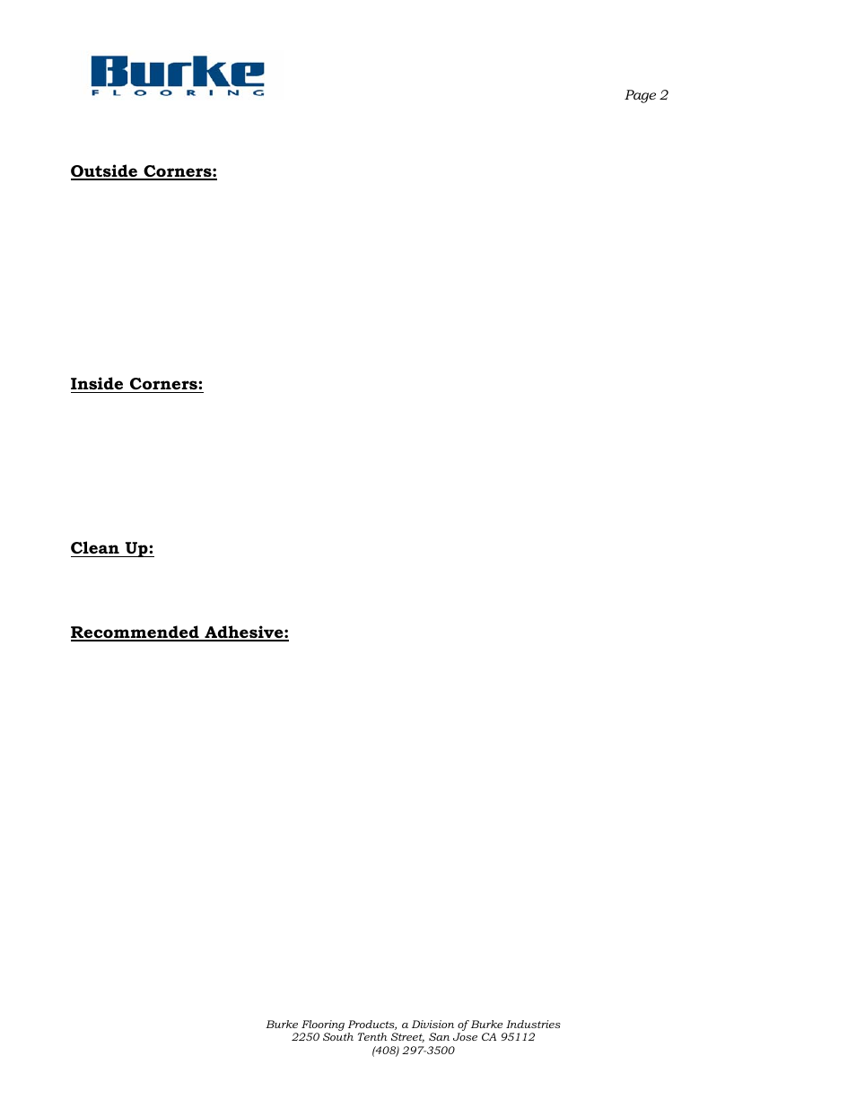 Burke Flooring Wall Base Installation User Manual | Page 2 / 2