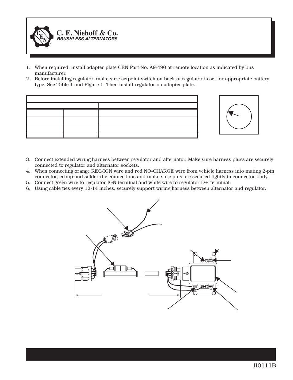 C.E. Niehoff & Co. 5-Pin Connector Extended Wiring Harness Installation User Manual | 1 page