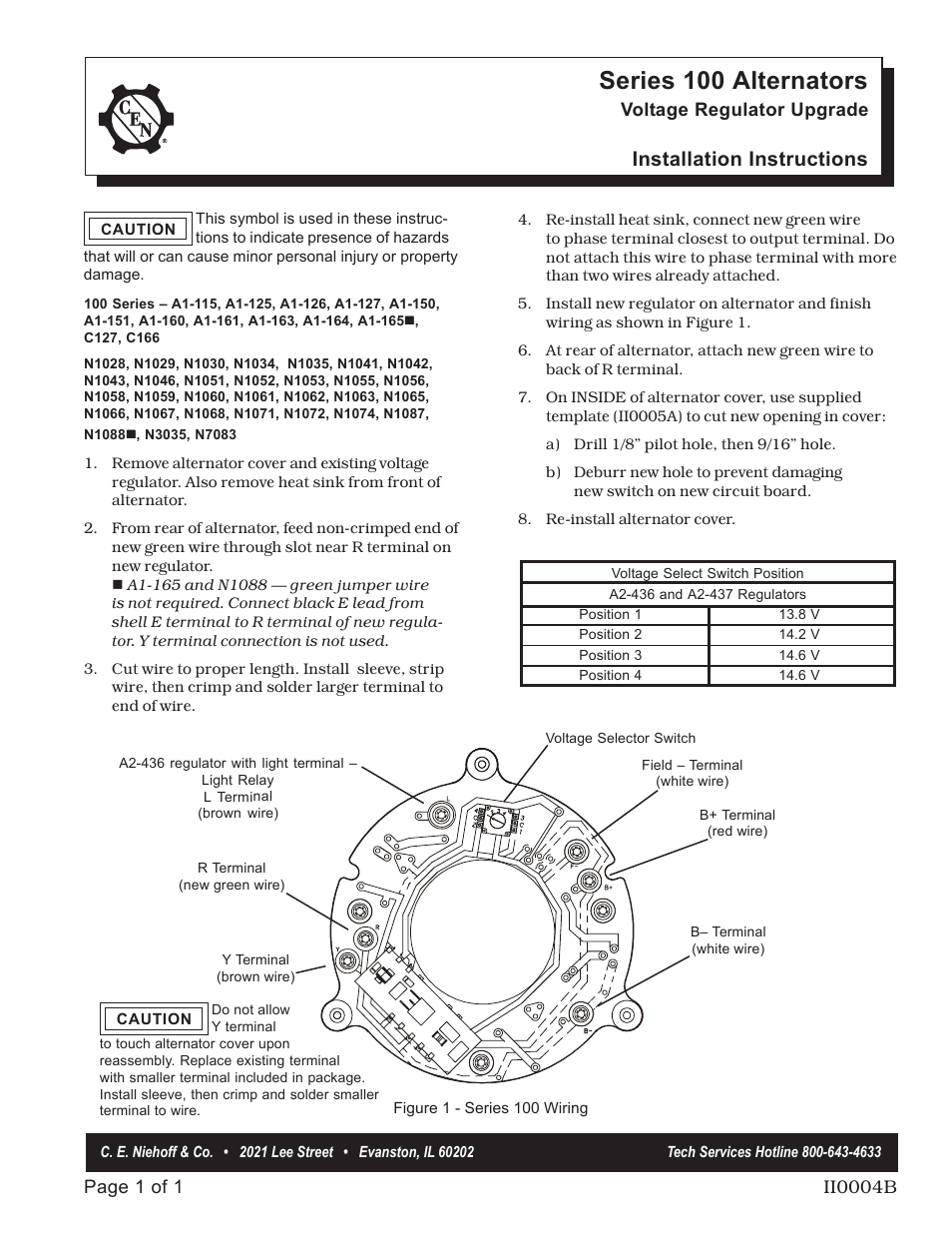 C.E. Niehoff & Co. 100: Regulator Upgrade User Manual | 1 page