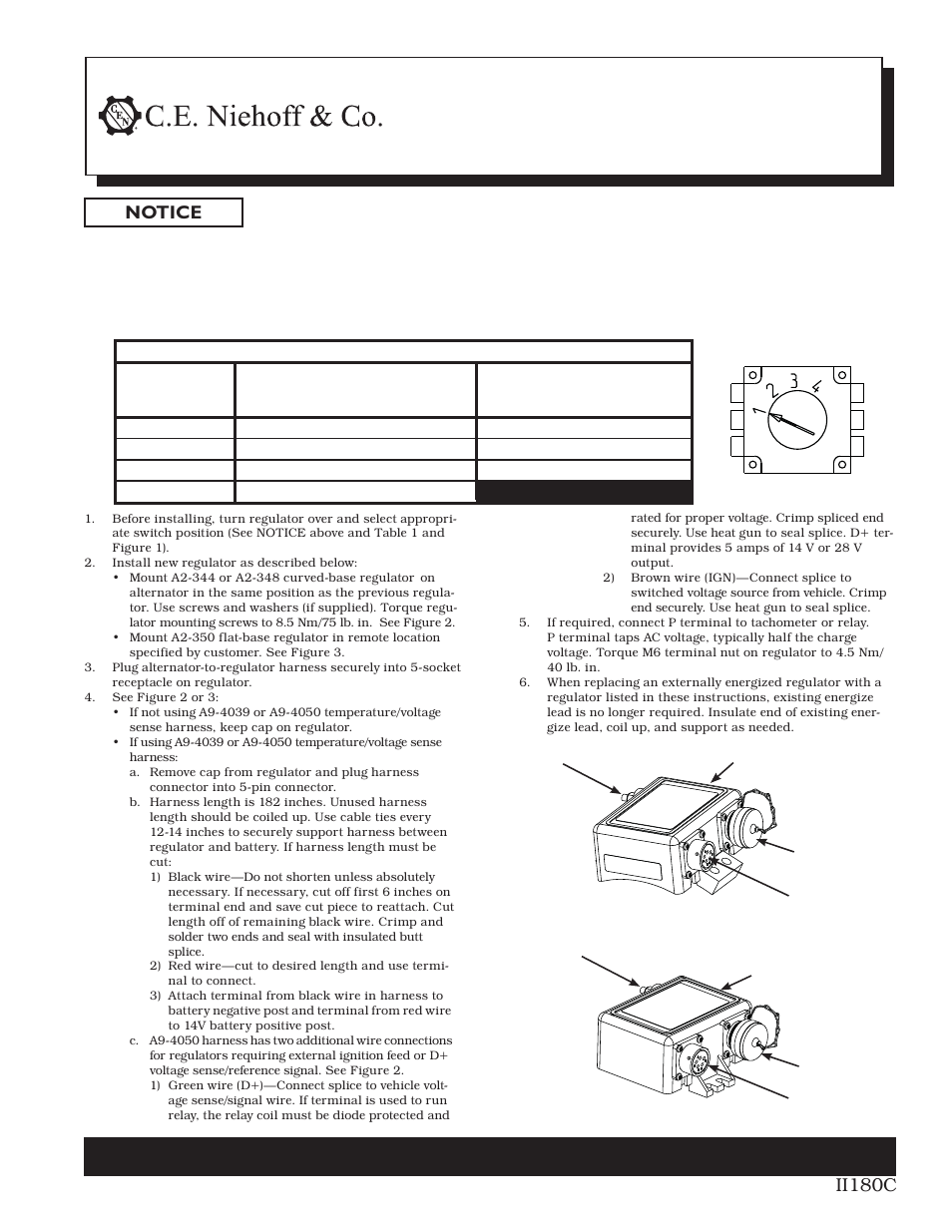 C.E. Niehoff & Co. A2-344/A2-348/A2-350 Regulator Installation User Manual | 1 page