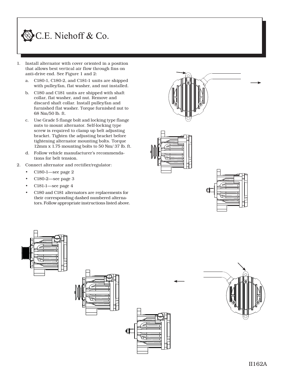 C.E. Niehoff & Co. C180etc and C181etc Installation User Manual | 4 pages