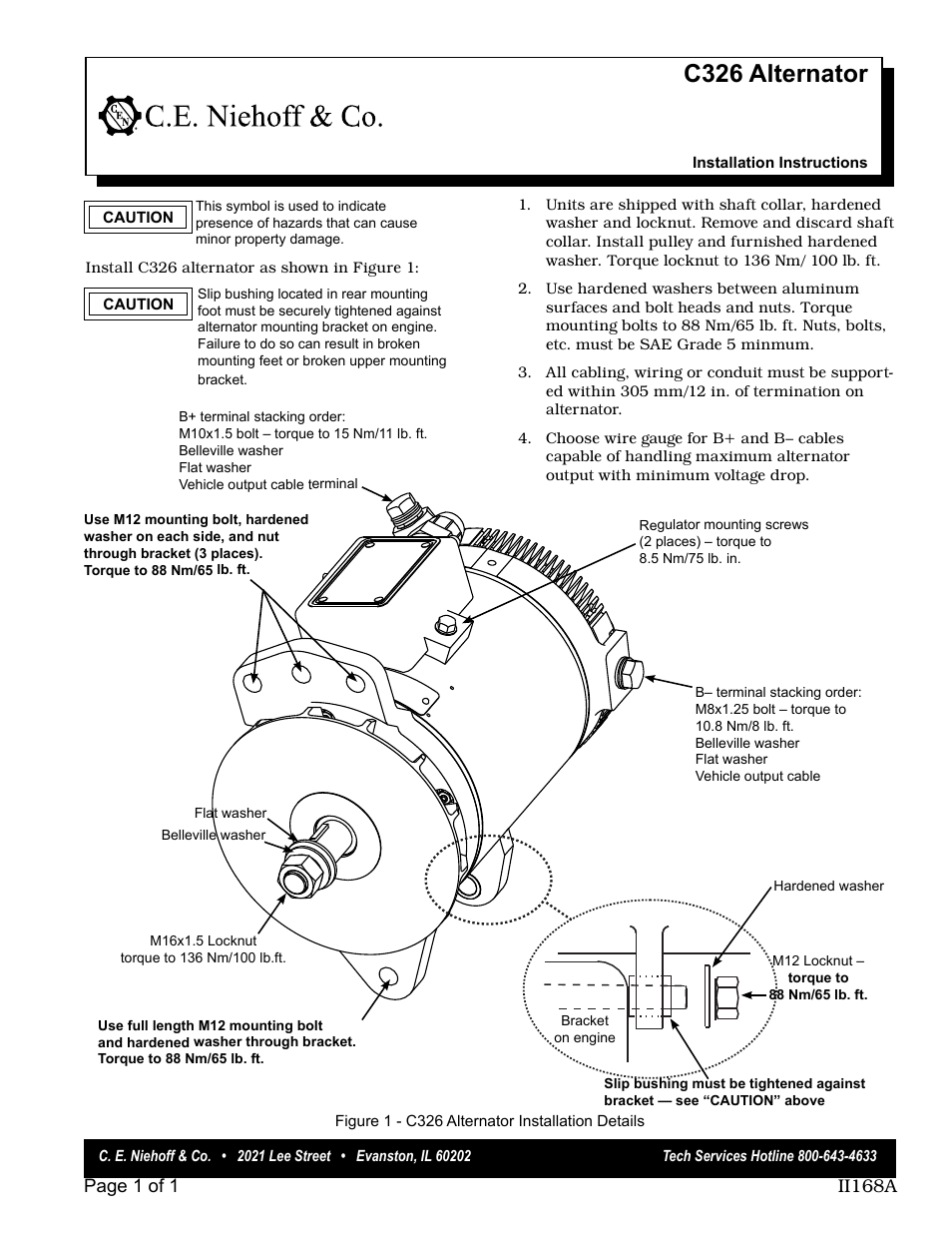 C.E. Niehoff & Co. C326 Installation User Manual | 1 page