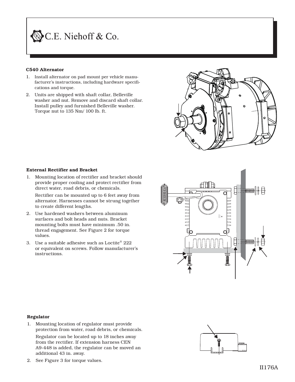 C.E. Niehoff & Co. C540 Alternator Installation User Manual | 2 pages