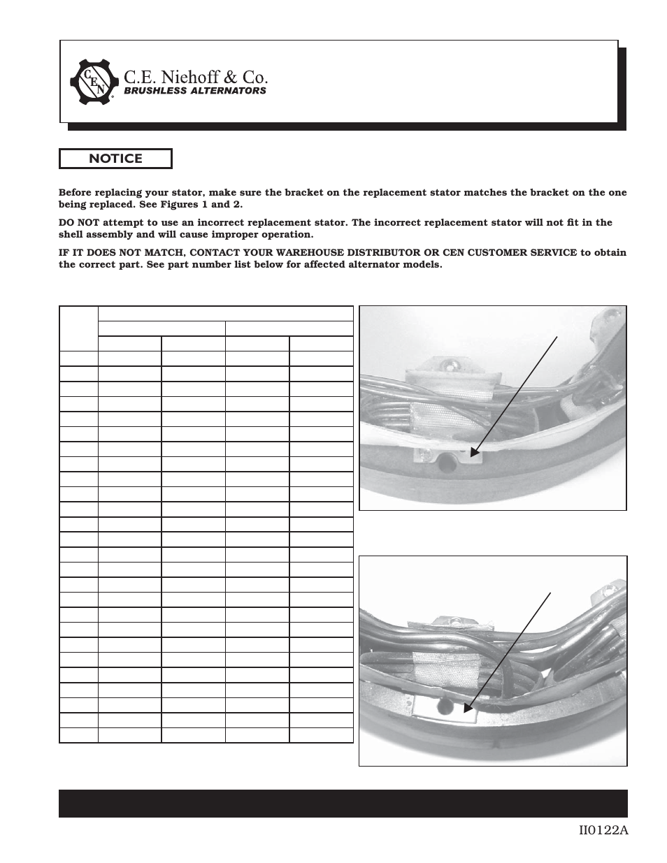 C.E. Niehoff & Co. C600 & C700: Stator Change Instructions User Manual | 1 page