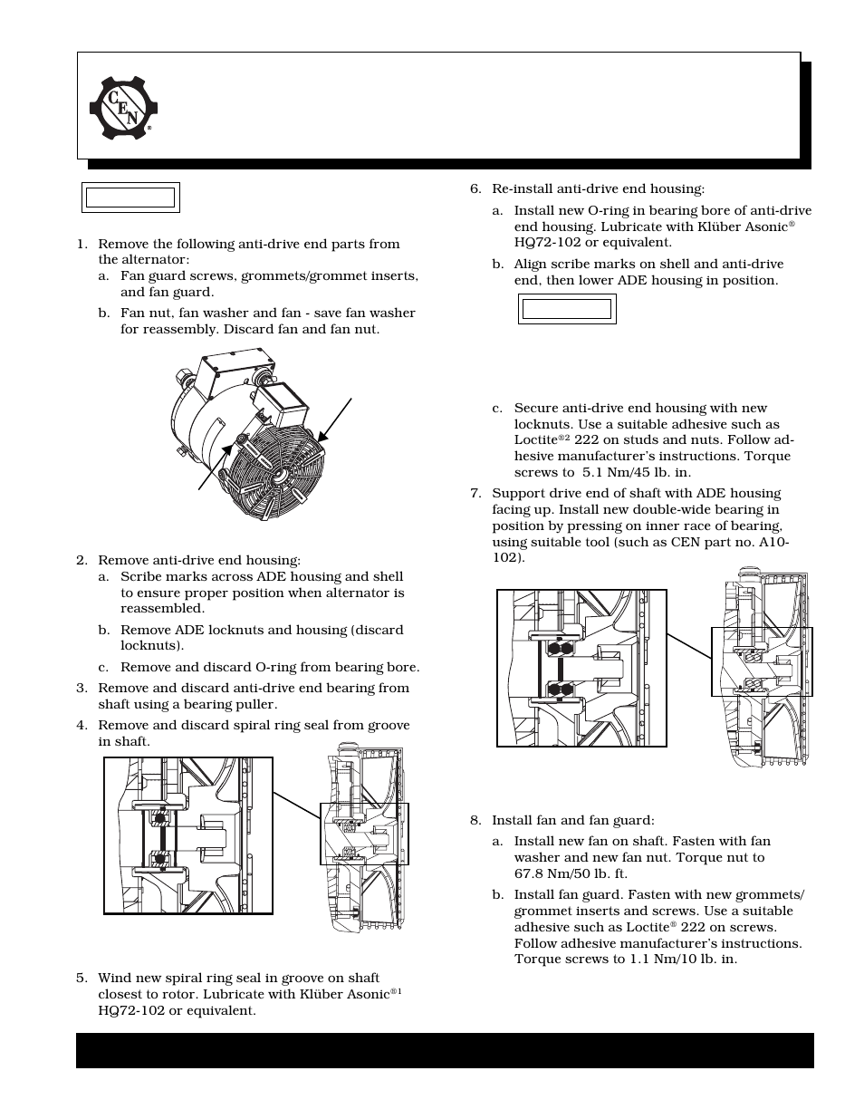 C.E. Niehoff & Co. C612: A9-169 Upgrade Bearing Kit Instructions User Manual | 1 page