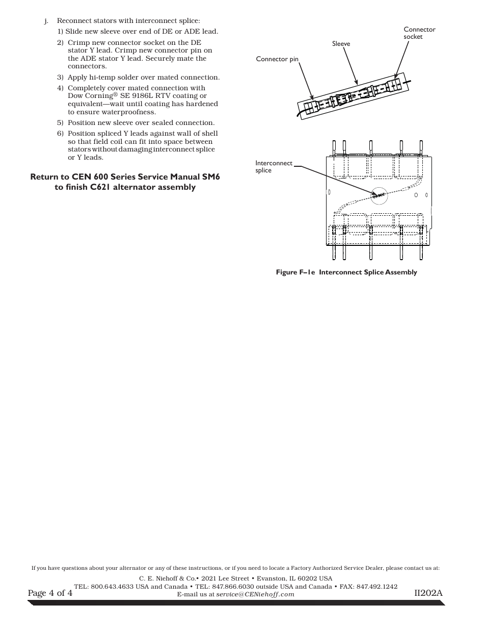 C.E. Niehoff & Co. C621 Stator Replacement Instructions User Manual | Page 4 / 4
