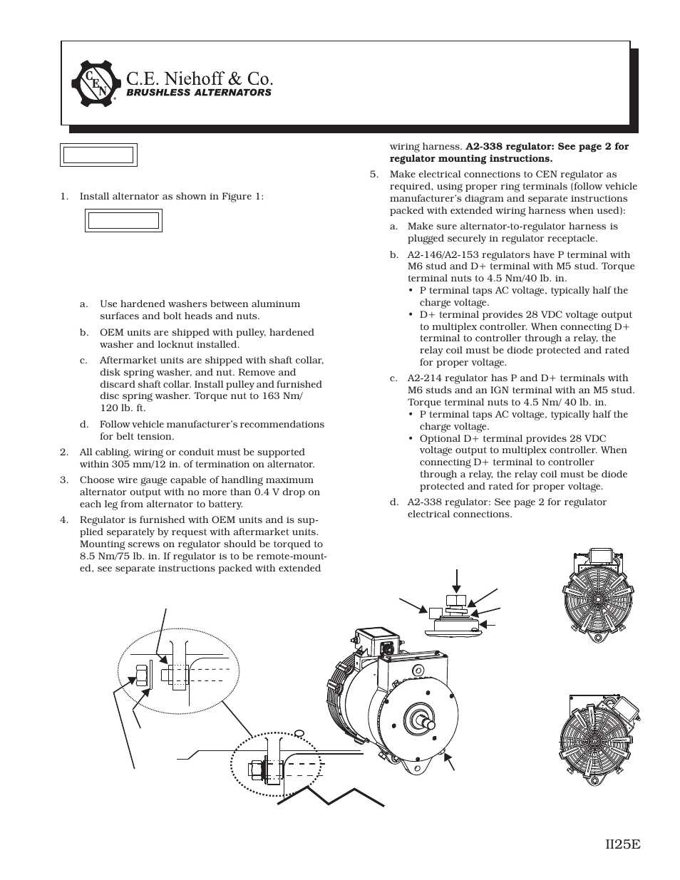 C.E. Niehoff & Co. C653/C653A Alternator Installation User Manual | 2 pages