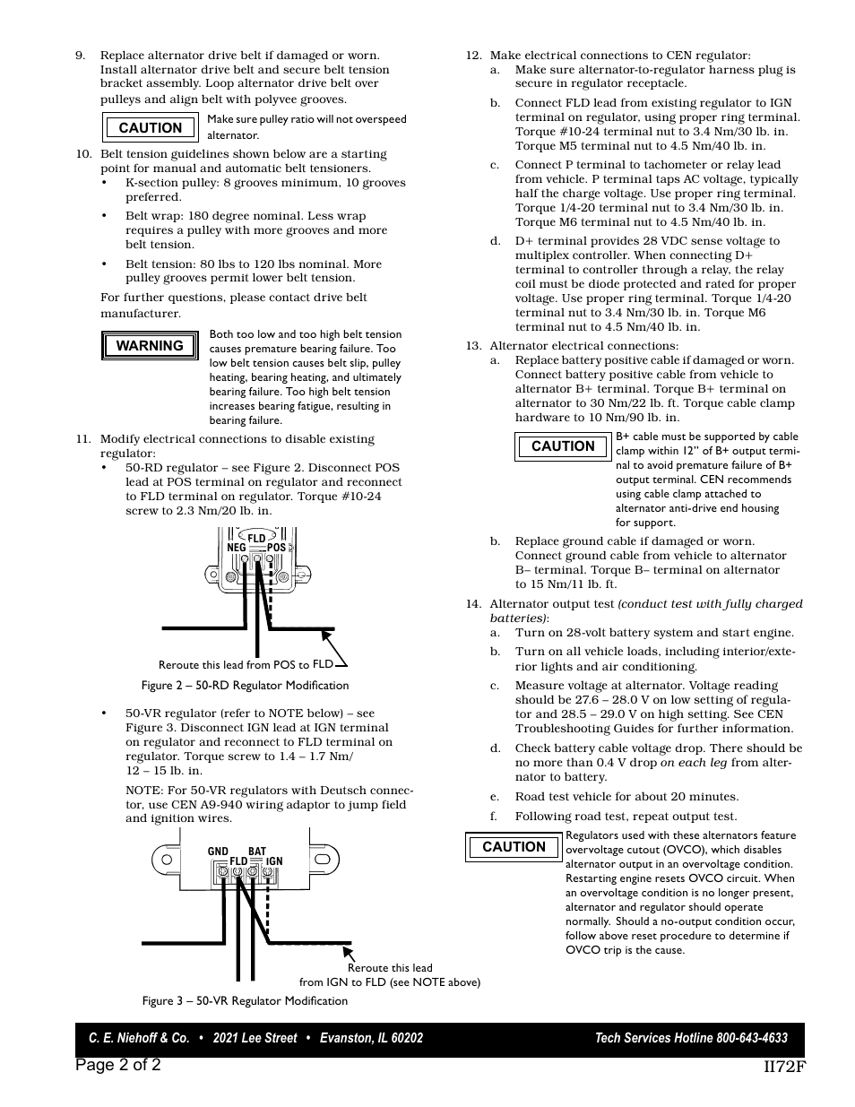 Ii72f page 2 of 2 | C.E. Niehoff & Co. C701etc/C703etc Alternator Retrofit/Upgrade Installation User Manual | Page 2 / 2