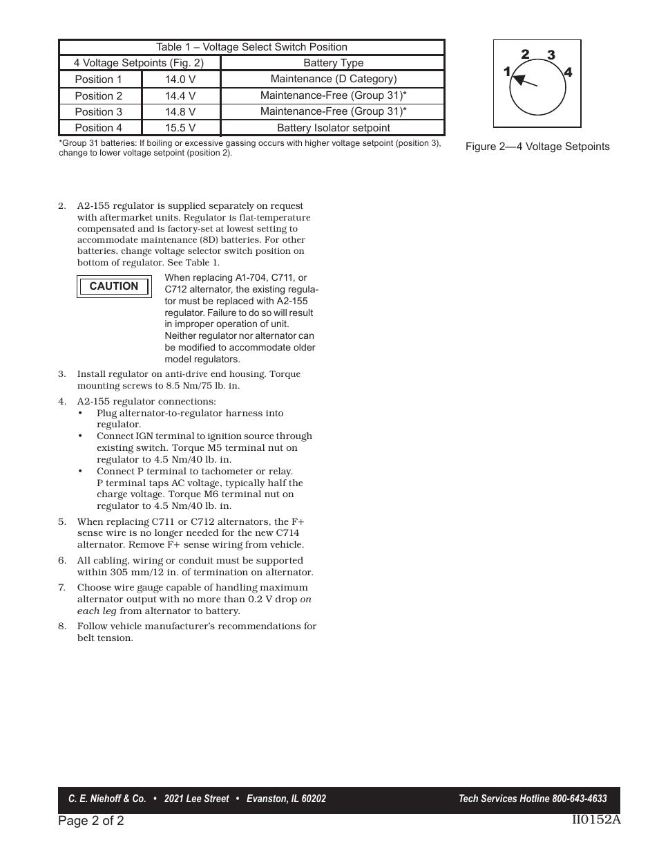 C.E. Niehoff & Co. C714 Alternator Retrofit/Upgrade Installation User Manual | Page 2 / 2