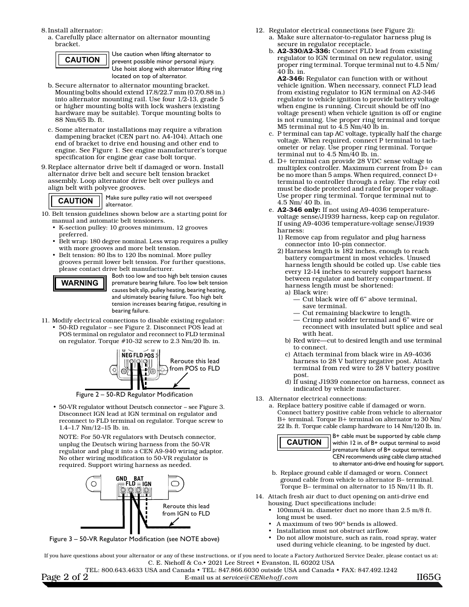 Ii65g page 2 of 2 | C.E. Niehoff & Co. C803D/C840D Alternator Retrofit/Upgrade Installation User Manual | Page 2 / 2