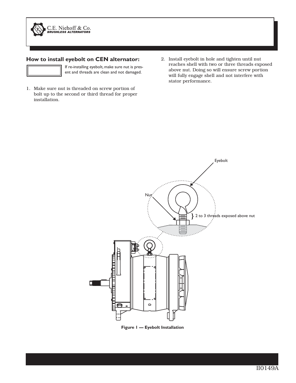 C.E. Niehoff & Co. CEN Alternator Eyebolt Installation User Manual | 1 page