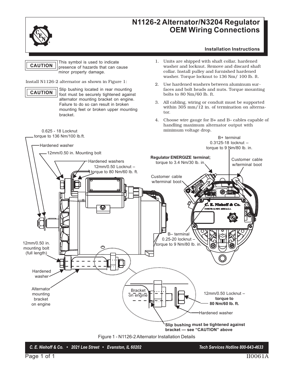 C.E. Niehoff & Co. N1126-2 Installation User Manual | 1 page