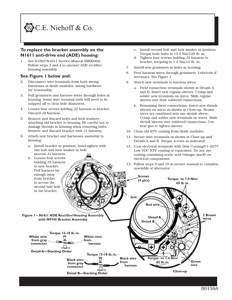 C.E. Niehoff & Co. N1611:N9745 Bracket Installation User Manual | 1 page