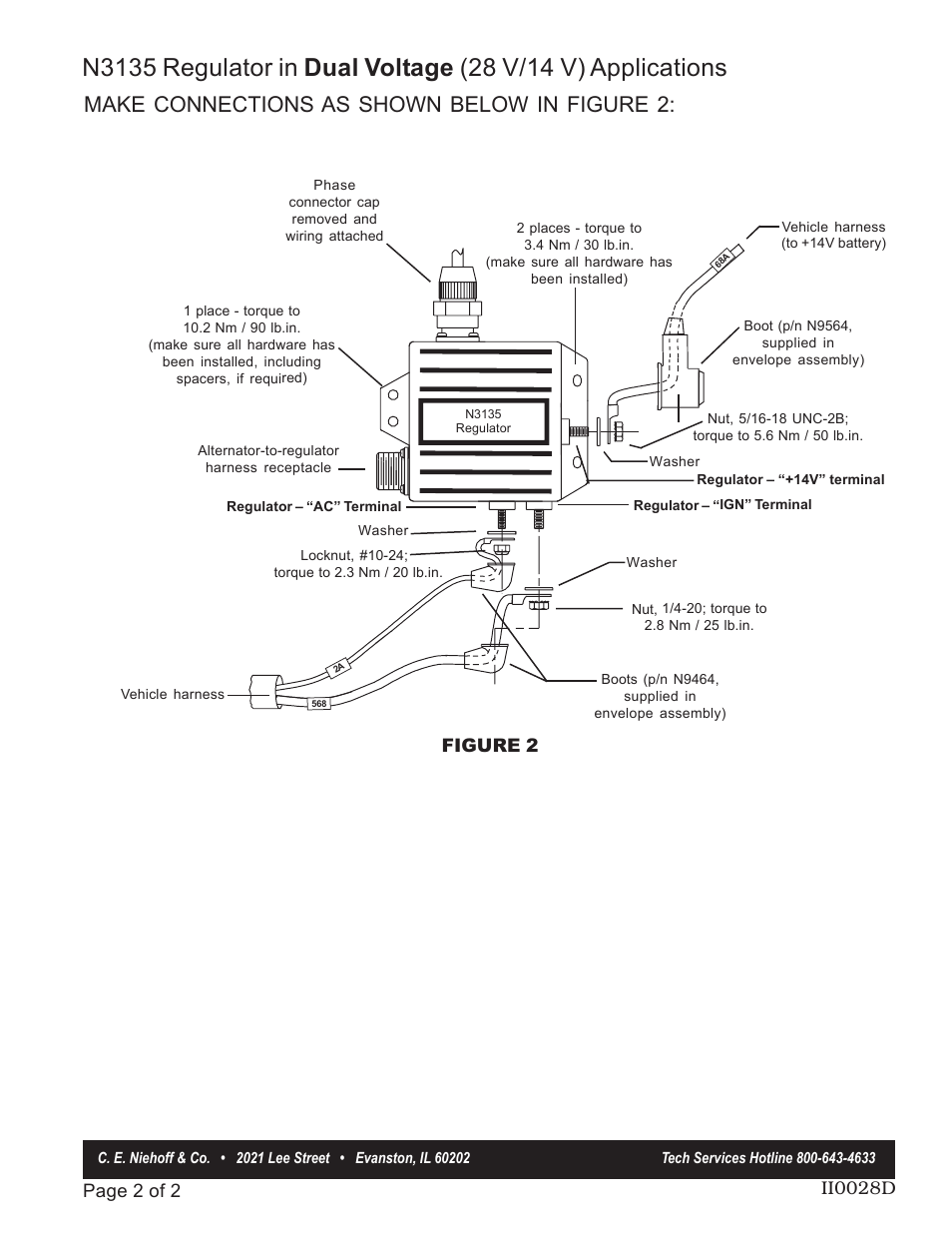 Make connections as shown below in figure 2 | C.E. Niehoff & Co. N3135 Regulator Installation User Manual | Page 2 / 2