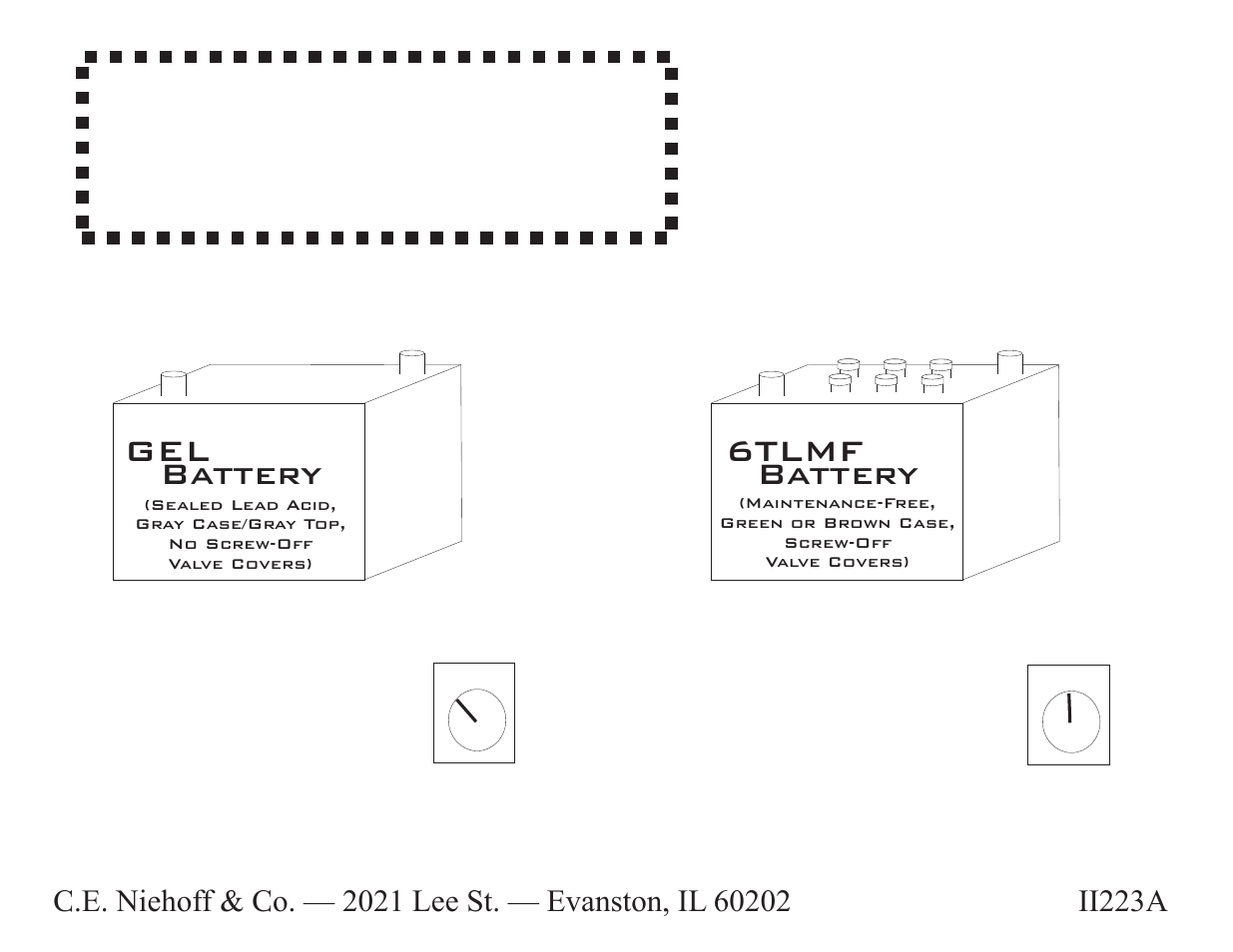 C.E. Niehoff & Co. N3264 Regulator Settings per Specified Battery User Manual | 1 page