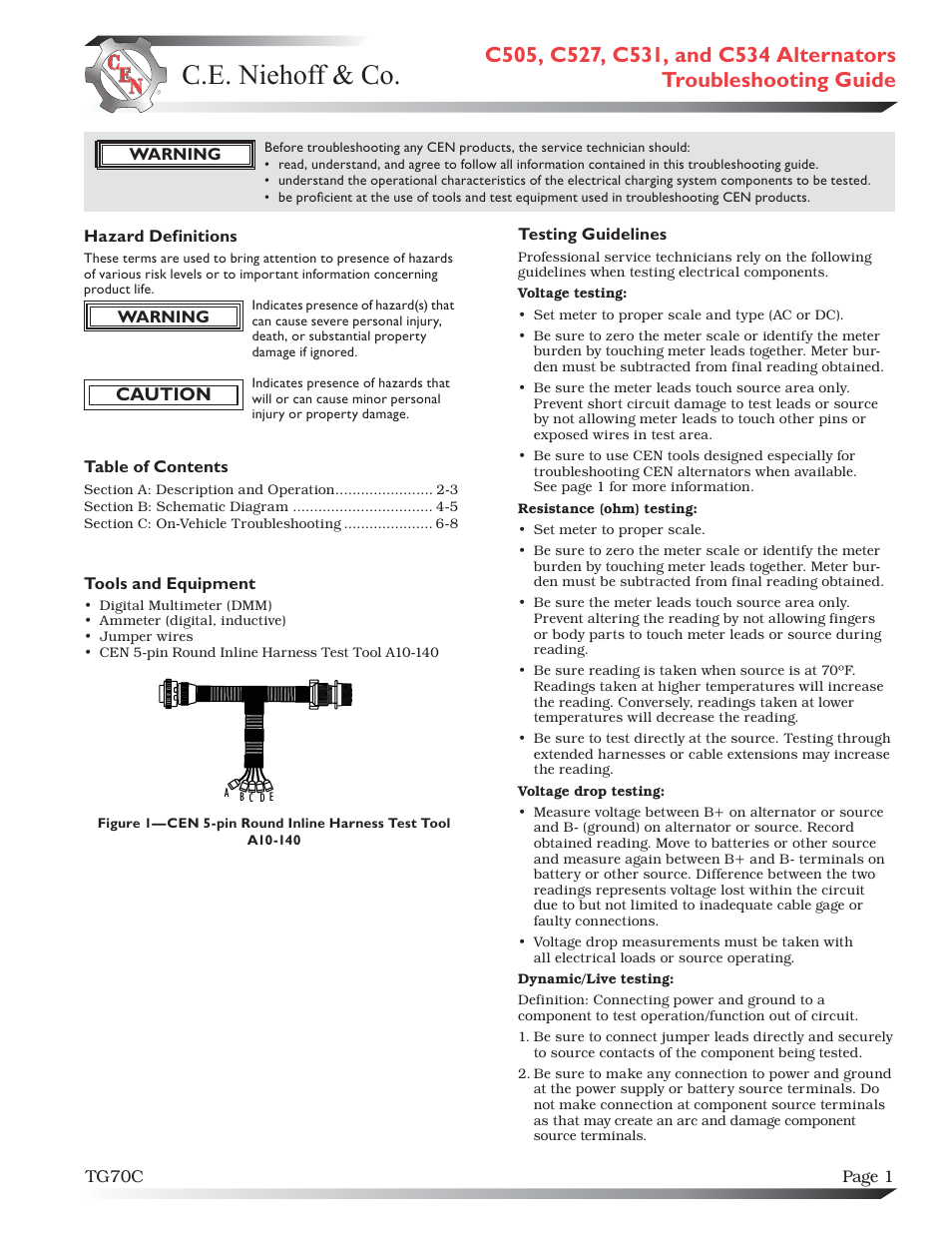 C.E. Niehoff & Co. C505 Troubleshooting Guides User Manual | 8 pages