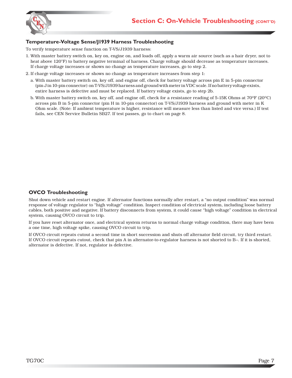 C.E. Niehoff & Co. C505 Troubleshooting Guides User Manual | Page 7 / 8