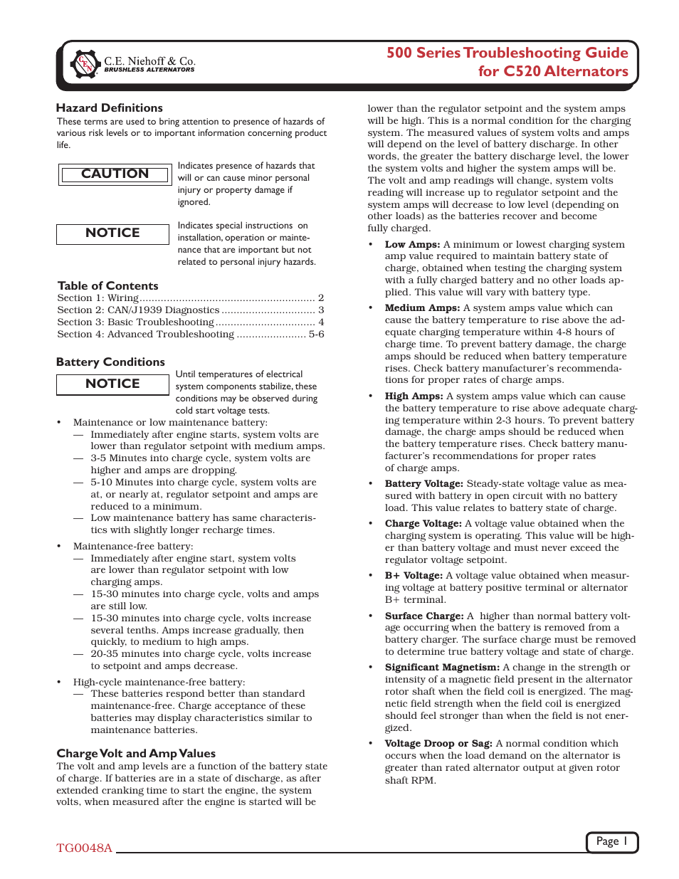 C.E. Niehoff & Co. C520 Troubleshooting Guides User Manual | 8 pages