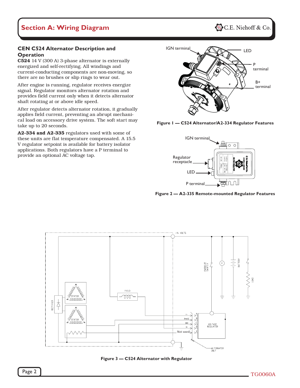 Cen c524 alternator description and operation | C.E. Niehoff & Co. C524 Troubleshooting Guides User Manual | Page 2 / 5