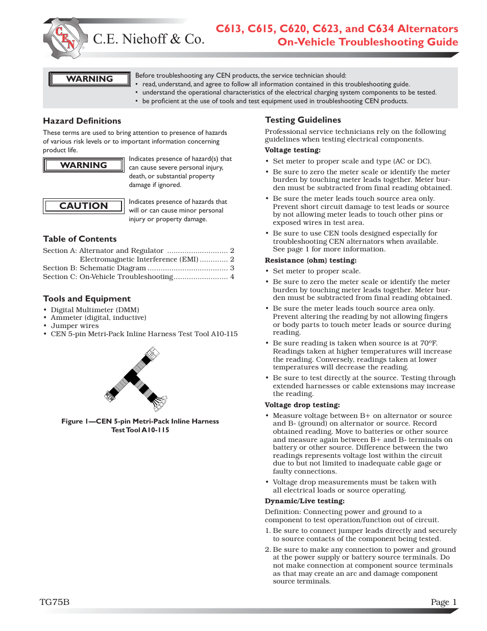 C.E. Niehoff & Co. C613/C615/C620/C623/C634 Troubleshooting Guides User Manual | 4 pages
