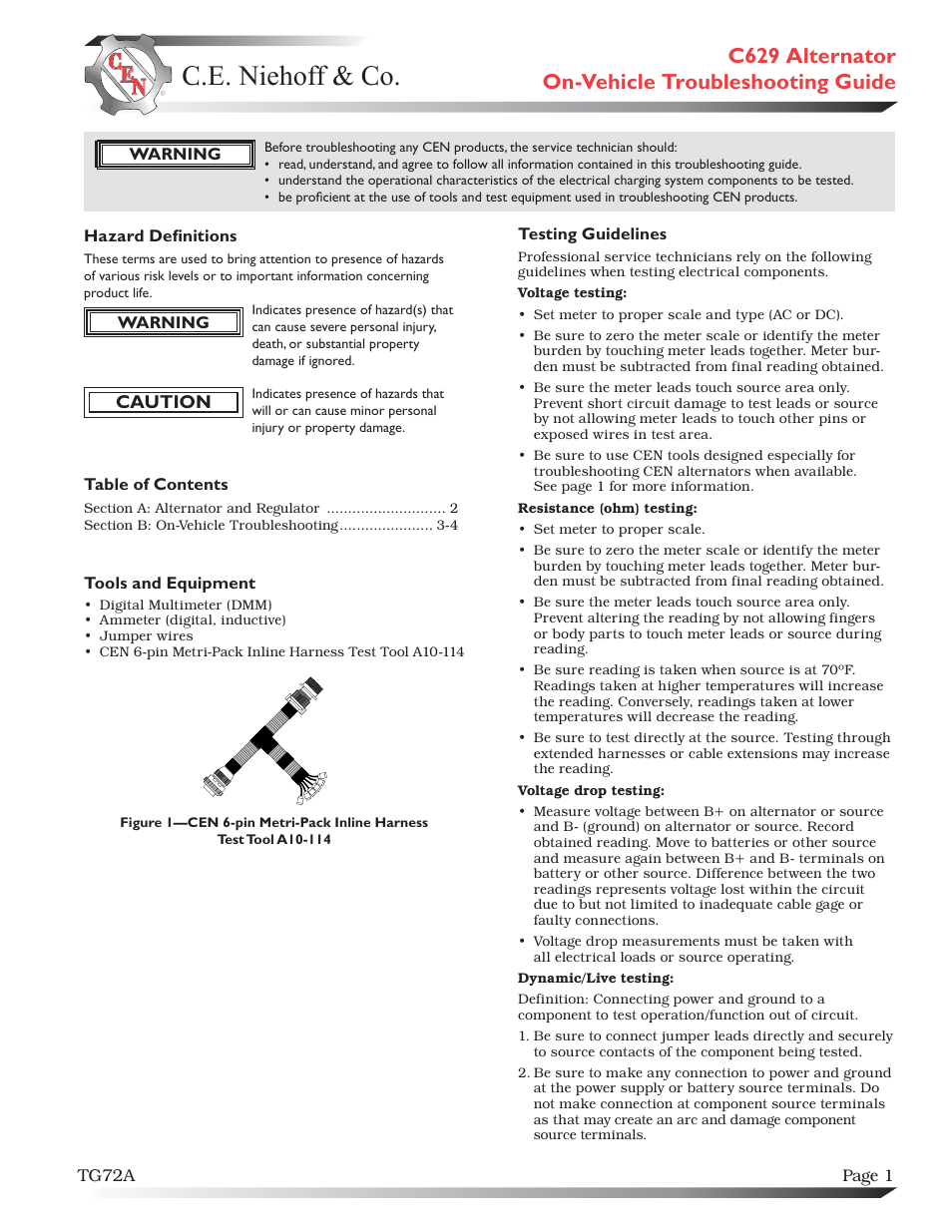 C.E. Niehoff & Co. C629 Troubleshooting Guides User Manual | 4 pages