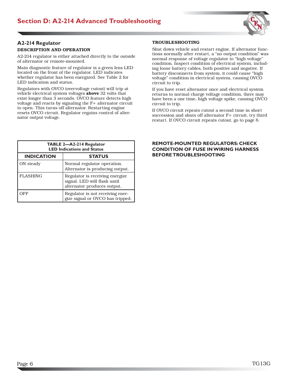 C.E. Niehoff & Co. C653/C653A/C625 Troubleshooting Guides User Manual | Page 6 / 11