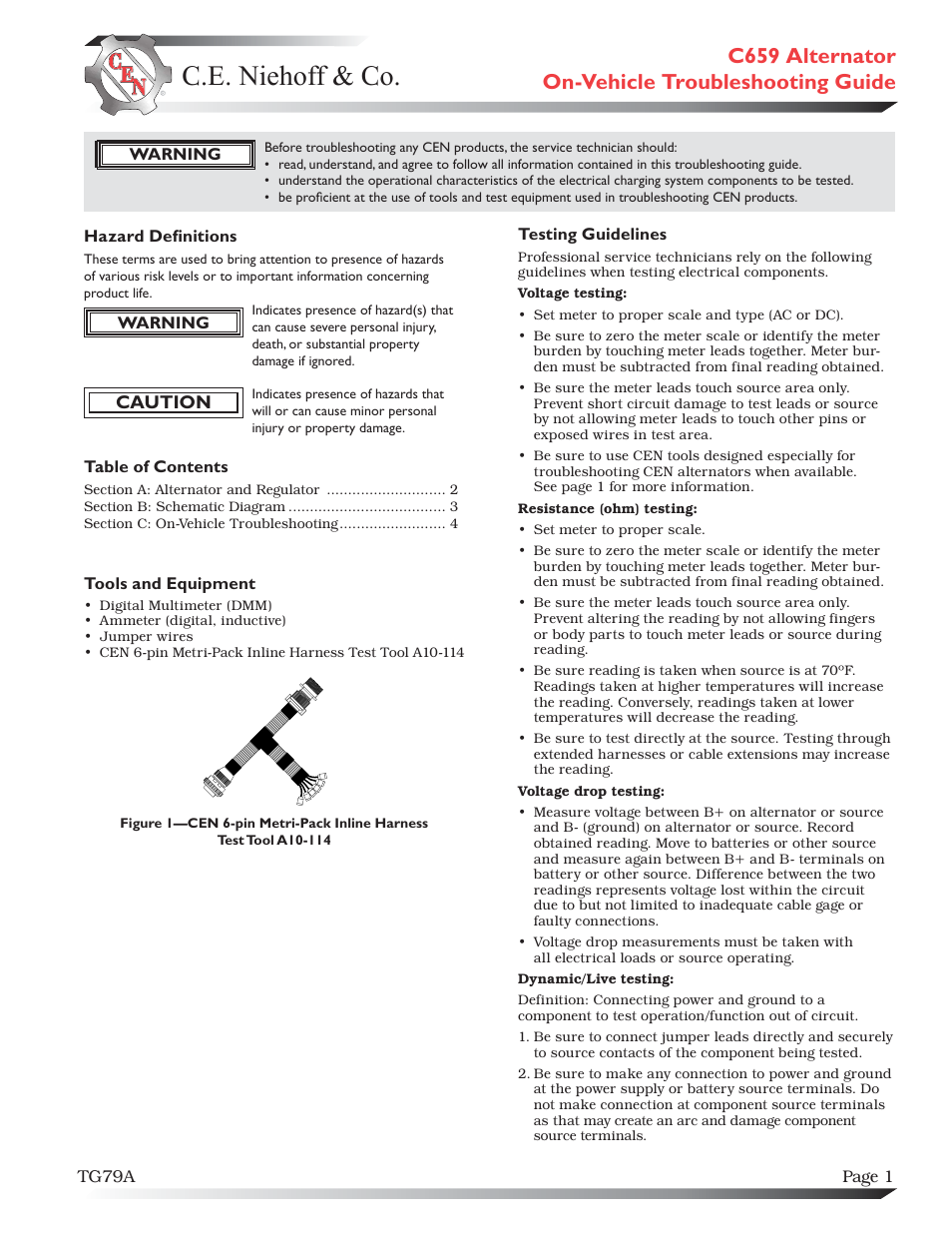 C.E. Niehoff & Co. C659 Troubleshooting Guides User Manual | 4 pages