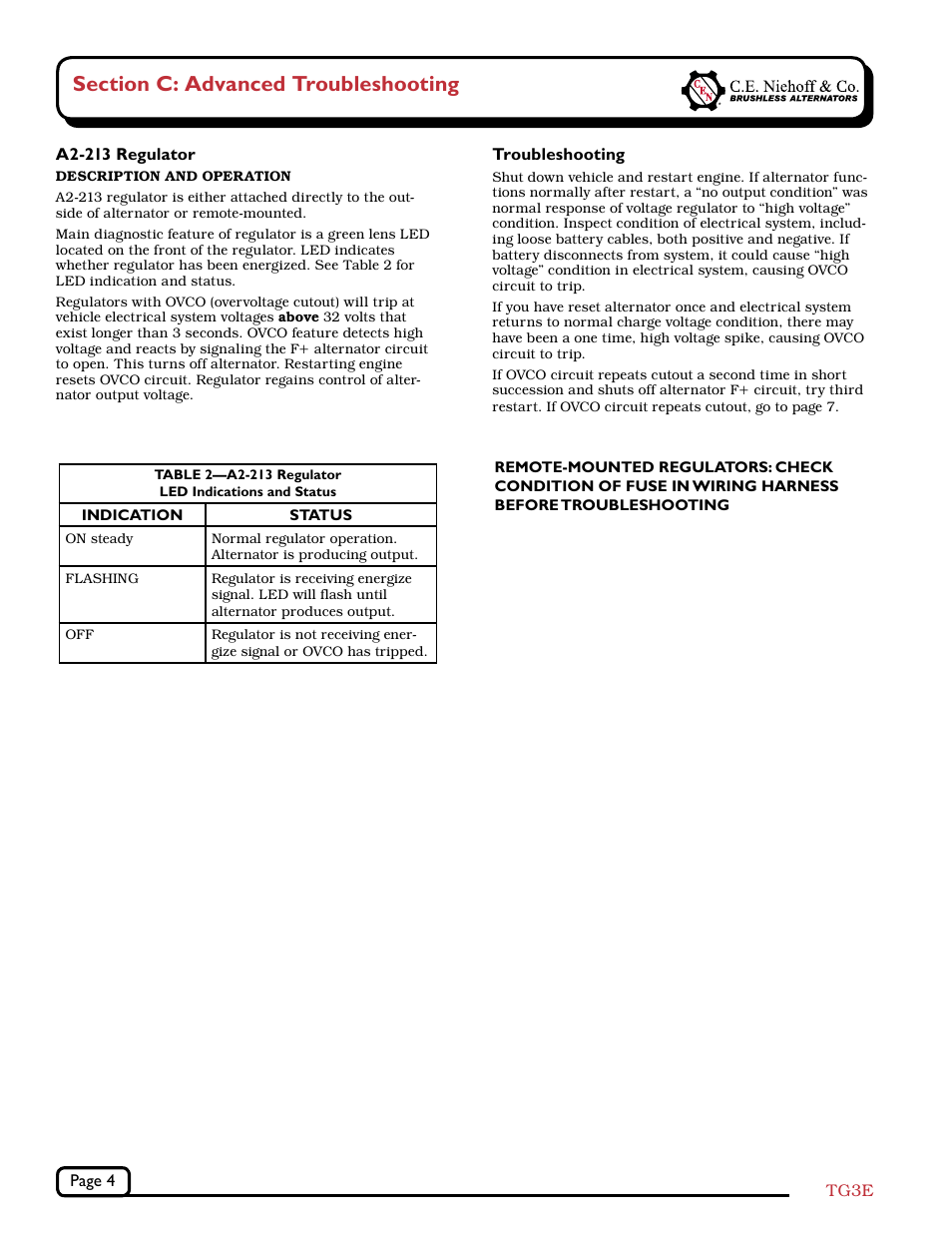 C.E. Niehoff & Co. C701/C701A Troubleshooting Guides User Manual | Page 4 / 8