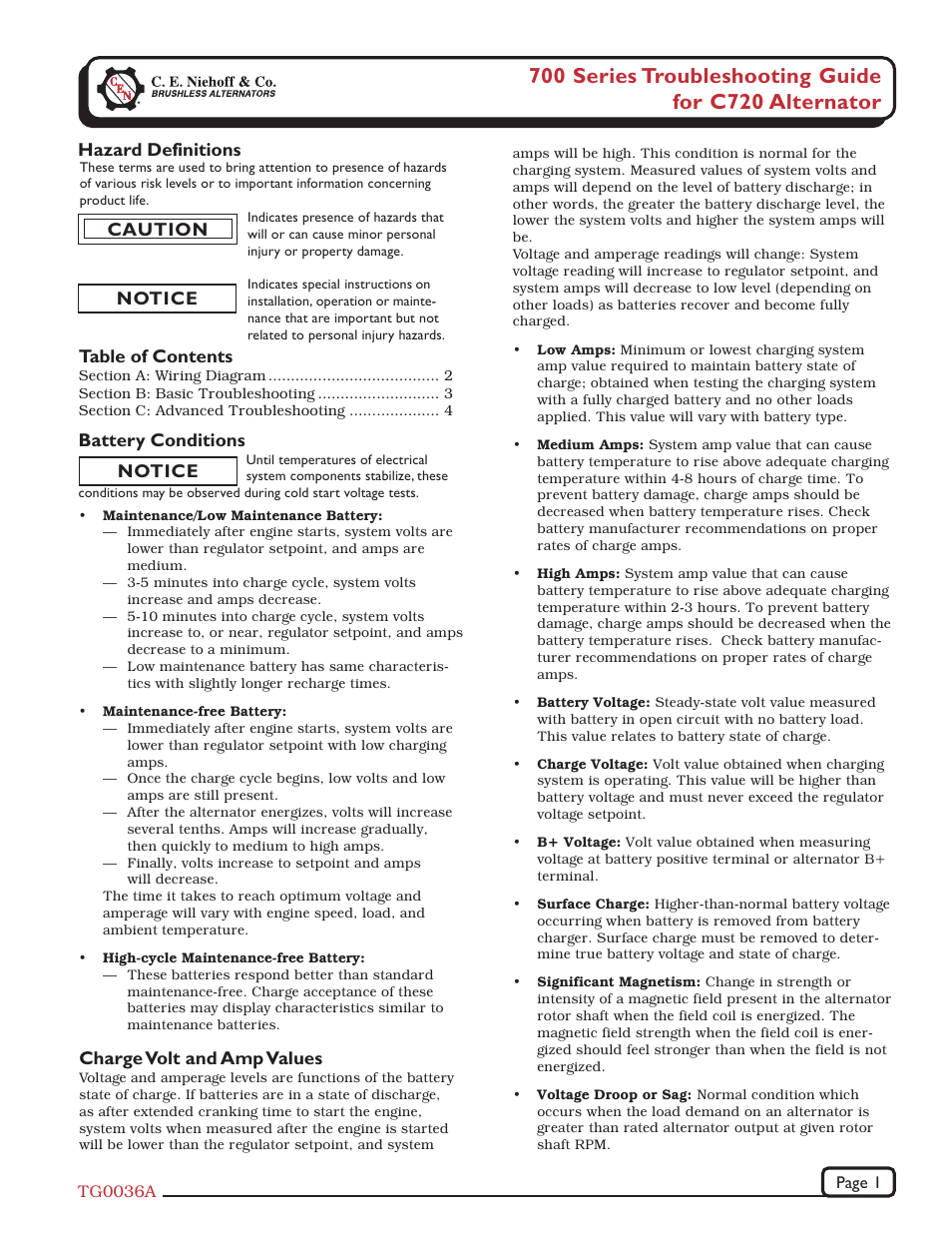 C.E. Niehoff & Co. C720 Troubleshooting Guides User Manual | 4 pages