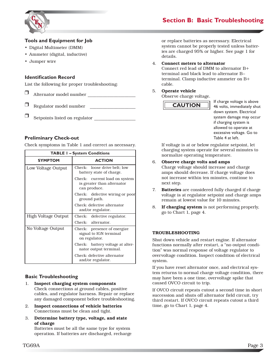 Caution | C.E. Niehoff & Co. C726 Troubleshooting Guides User Manual | Page 3 / 5