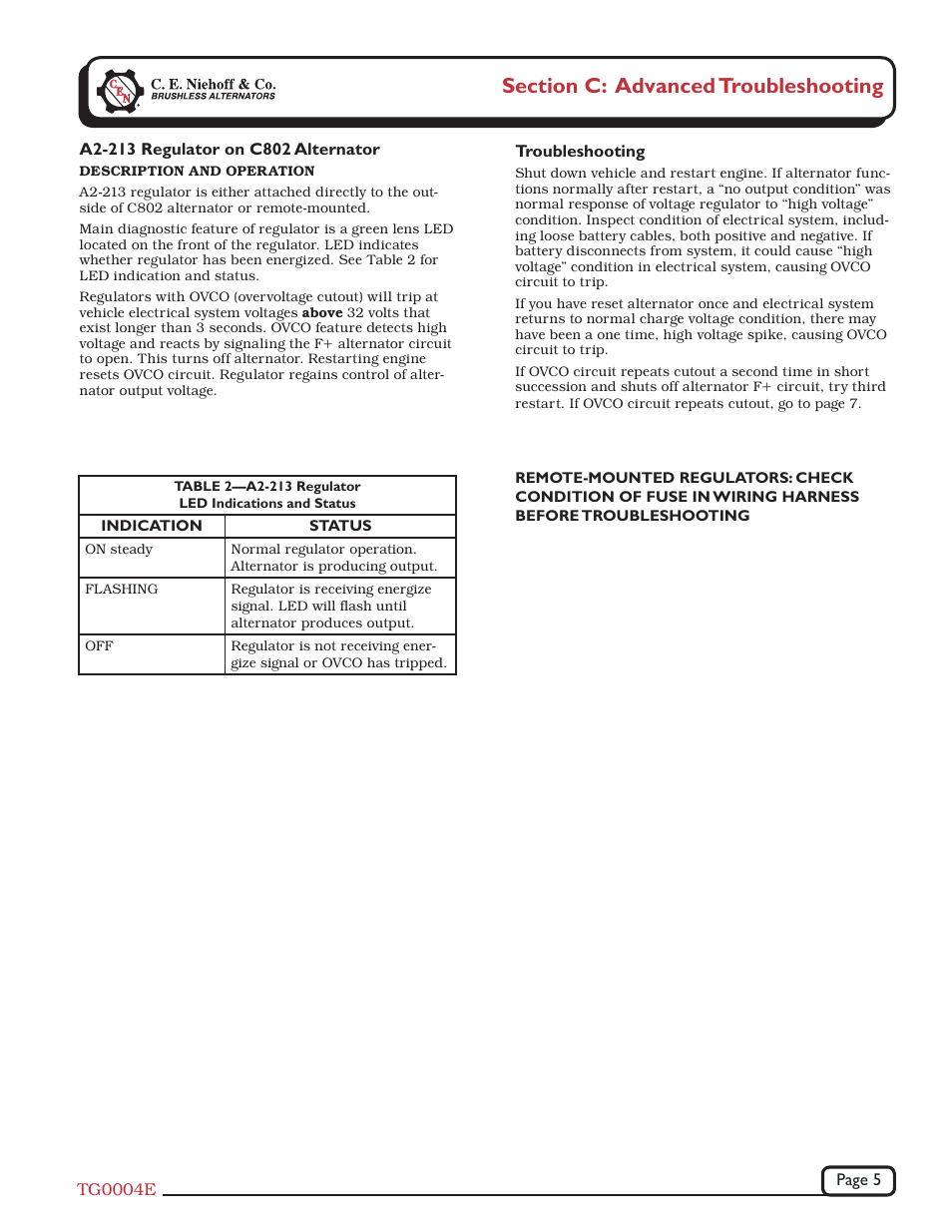 C.E. Niehoff & Co. C802/C802D/C820 Troubleshooting Guides User Manual | Page 5 / 10