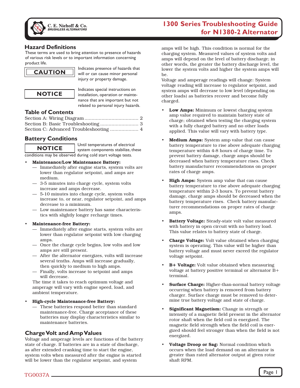 C.E. Niehoff & Co. N1380-2 Troubleshooting Guides User Manual | 4 pages