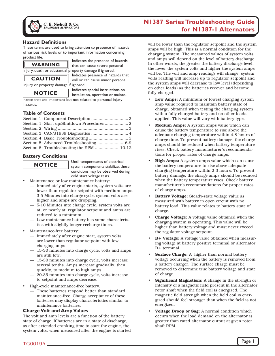C.E. Niehoff & Co. N1387-1/EPM Troubleshooting Guides User Manual | 12 pages