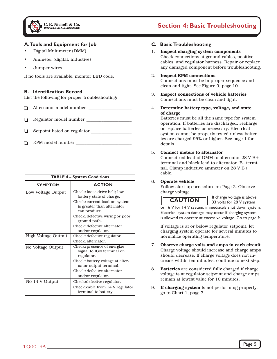Caution | C.E. Niehoff & Co. N1387-1/EPM Troubleshooting Guides User Manual | Page 5 / 12