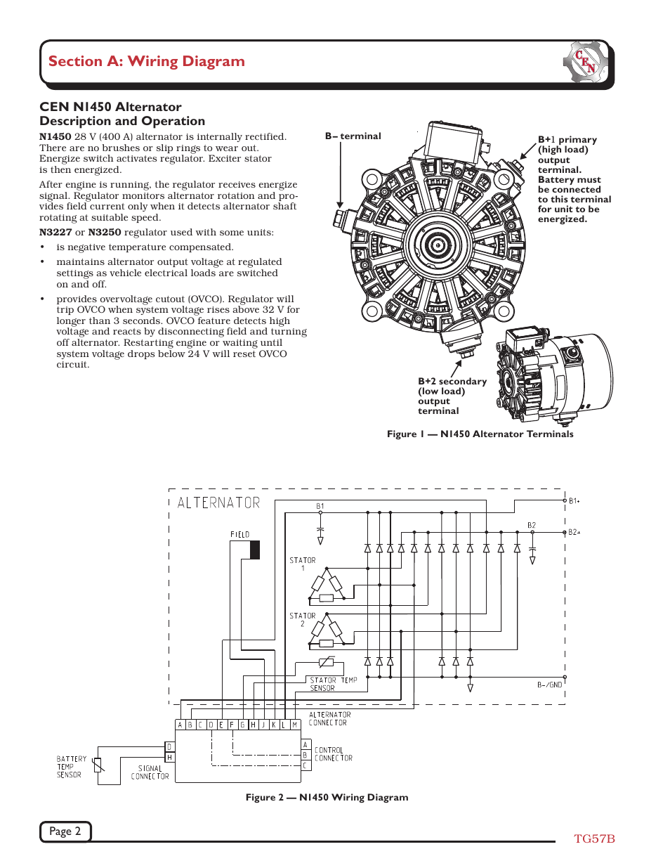 Cen n1450 alternator description and operation | C.E. Niehoff & Co. N1450 Troubleshooting Guides User Manual | Page 2 / 5