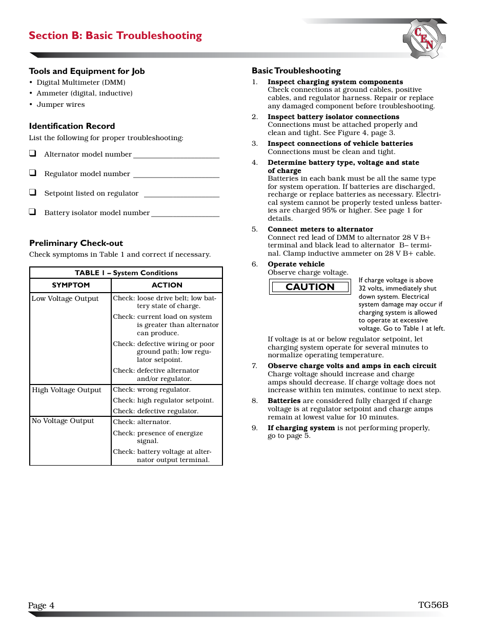 Caution | C.E. Niehoff & Co. N1607/N1611/N3215B/N2013 Troubleshooting Guides User Manual | Page 4 / 6