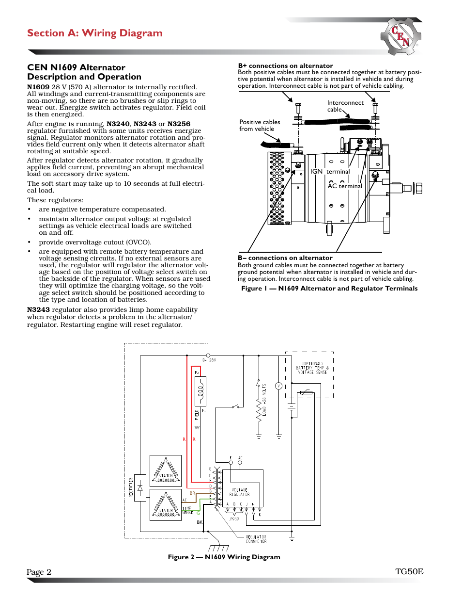 Cen n1609 alternator description and operation | C.E. Niehoff & Co. N1609 Troubleshooting Guides User Manual | Page 2 / 6