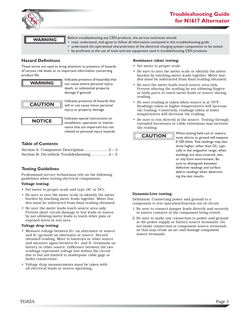C.E. Niehoff & Co. N1617/N3264/N2013 Troubleshooting Guides User Manual | 5 pages