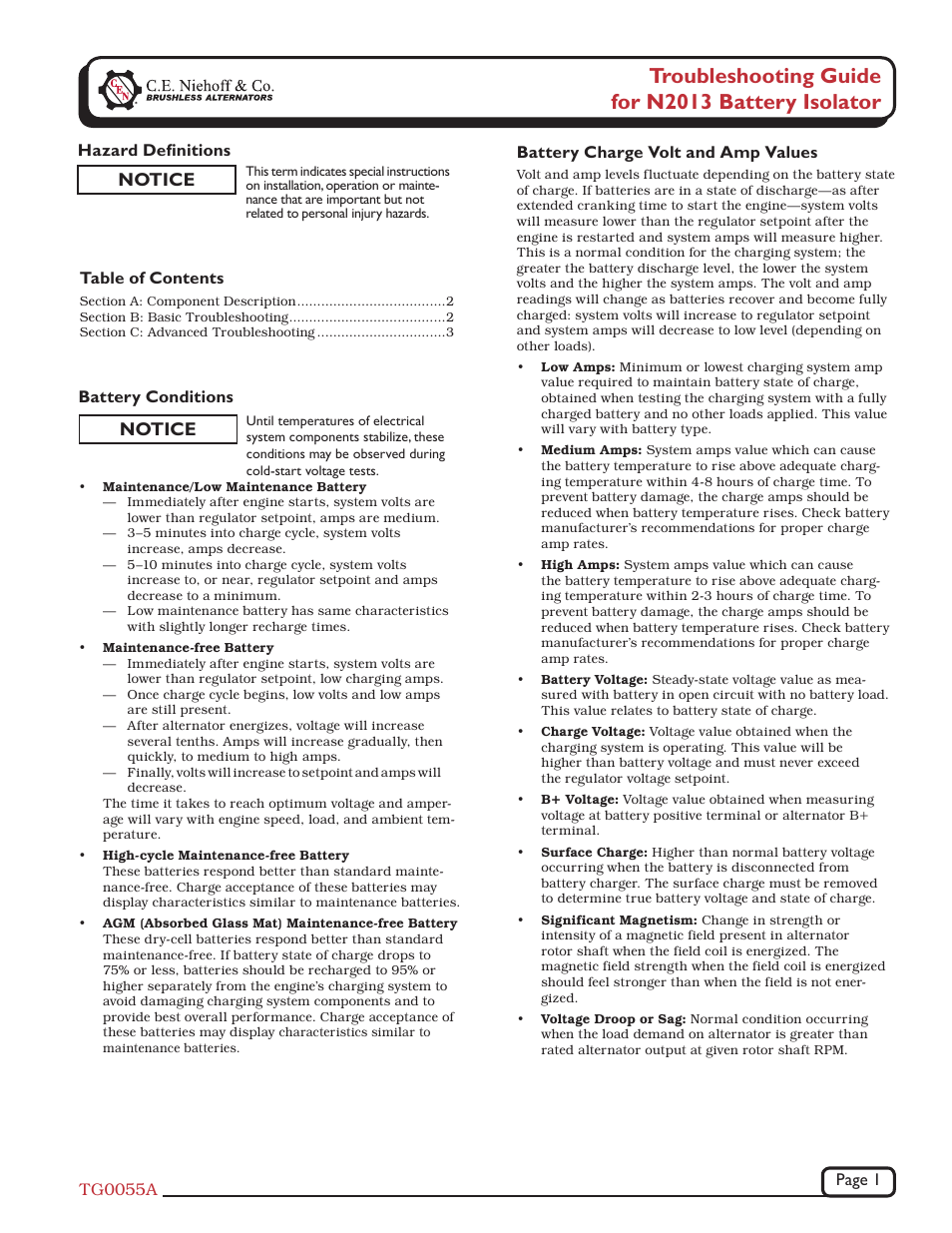 C.E. Niehoff & Co. N2013 Troubleshooting Guides User Manual | 3 pages