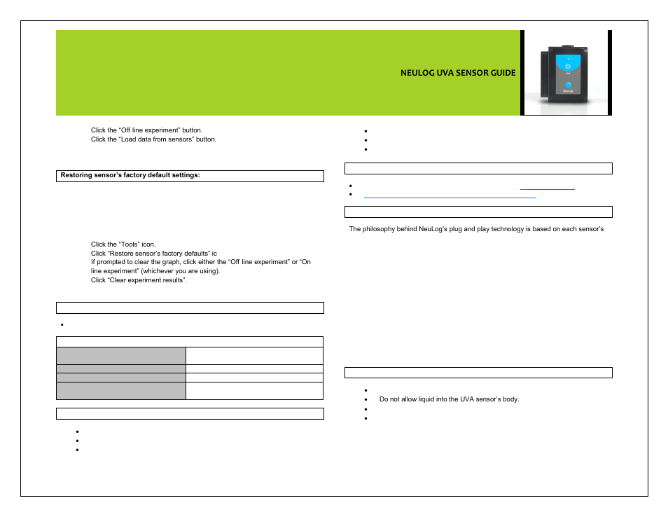 Neulog uva sensor guide | Carolina NeuLog UVA User Manual | Page 3 / 4