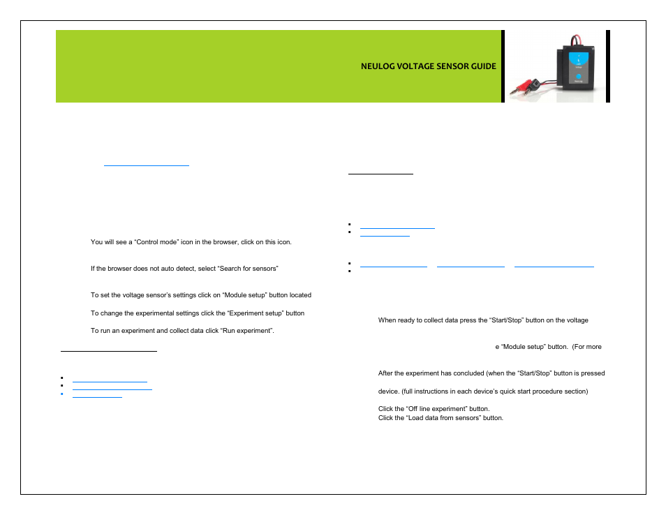 Neulog voltage sensor guide | Carolina NeuLog Voltage User Manual | Page 2 / 4