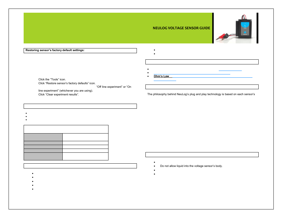 Neulog voltage sensor guide | Carolina NeuLog Voltage User Manual | Page 3 / 4