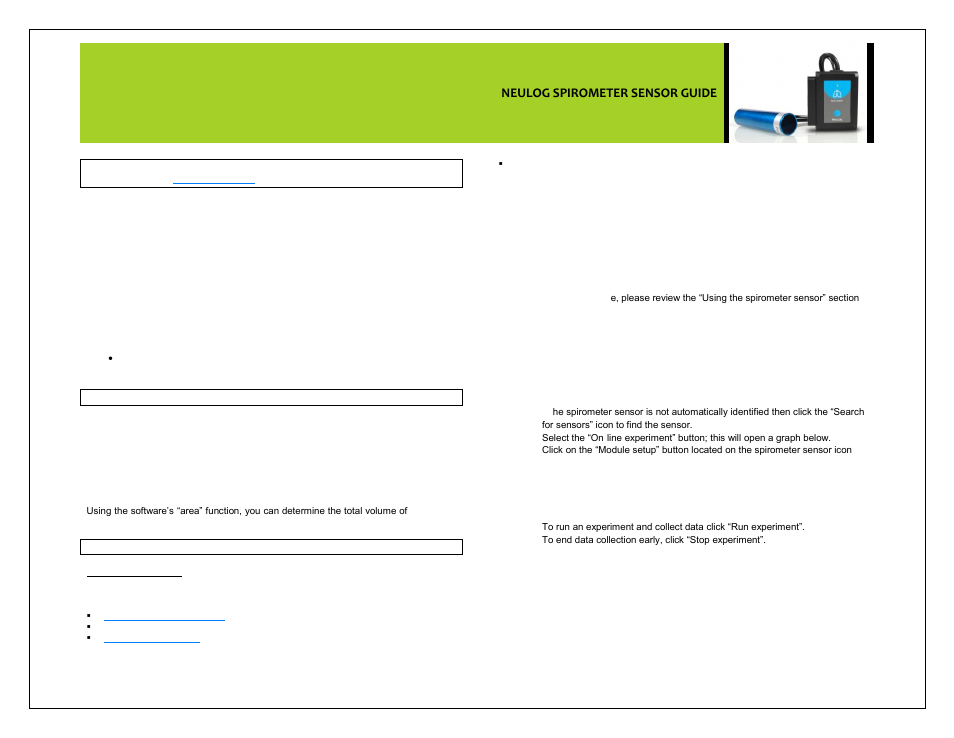 Carolina NeuLog Spirometer User Manual | 4 pages