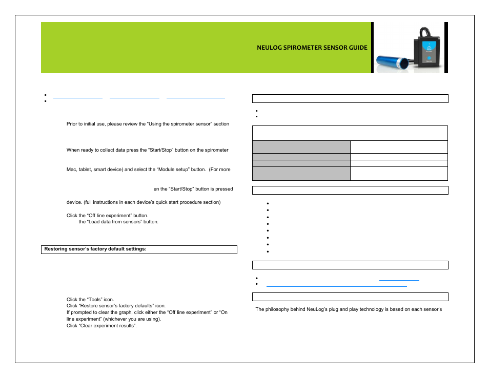 Neulog spirometer sensor guide | Carolina NeuLog Spirometer User Manual | Page 3 / 4