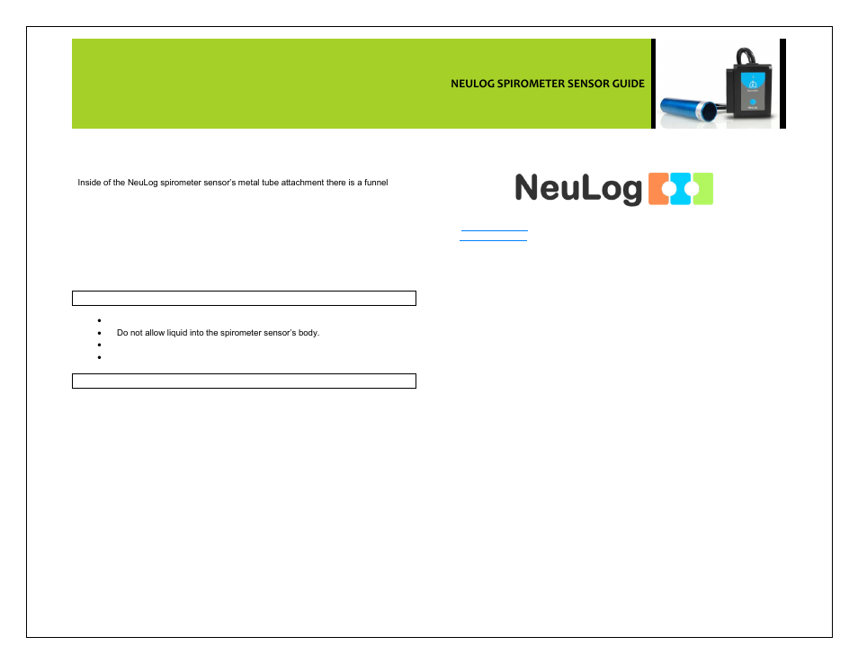 Neulog spirometer sensor guide | Carolina NeuLog Spirometer User Manual | Page 4 / 4